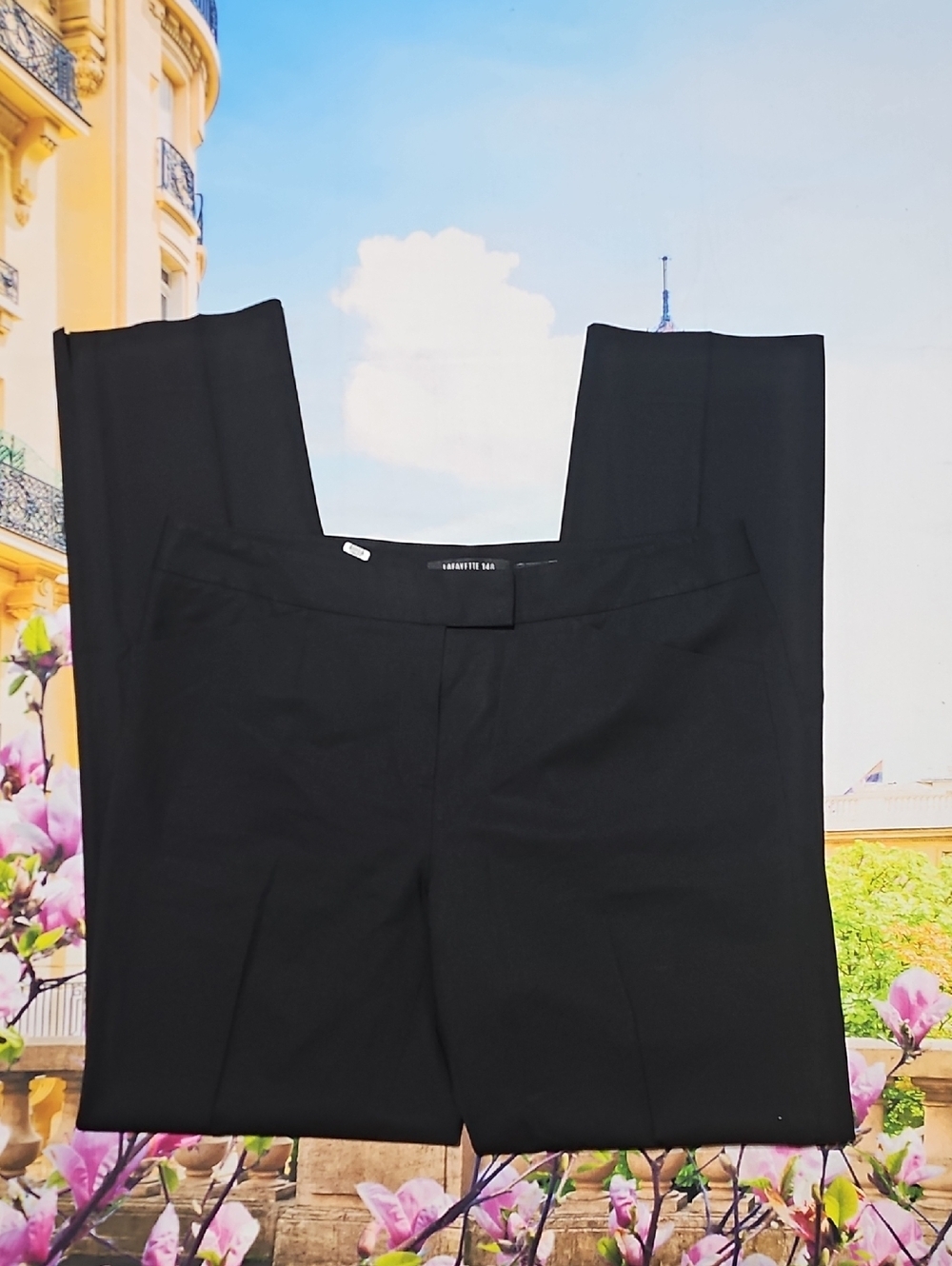 Lafayette 148 New York Black‎ Pants Pleated Virgin Wool Size 6 Irving